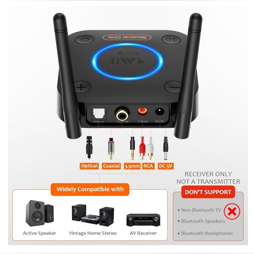 Long Range Bluetooth Receiver, HiFi Wireless Audio Adapter, Bluetooth